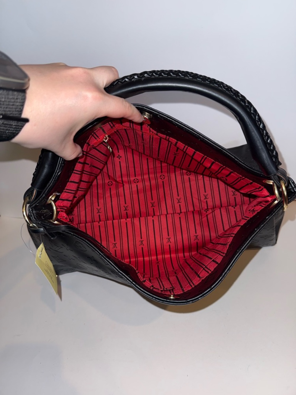 Black Monogram Embossed Leather Shoulder Bag - Picture 5 of 5